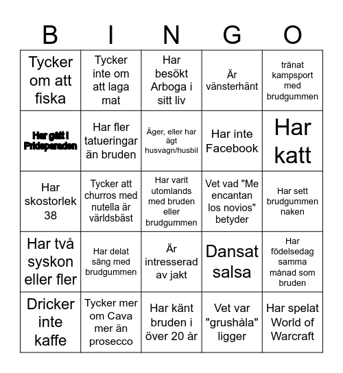 Caterine och Jörgens Mingelbingo Card