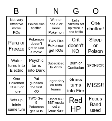 Then we fight bingo Vinny Change Types Bingo Card