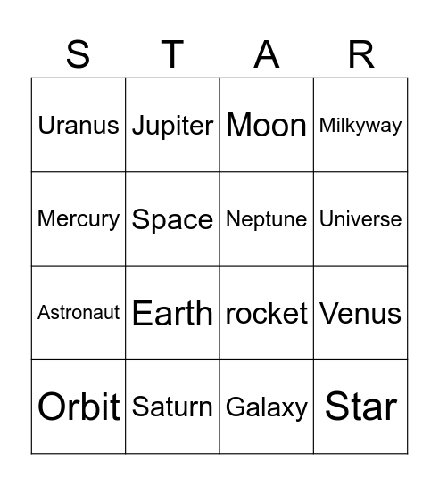 Space Bingo Card