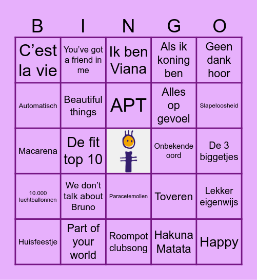 Muziek Bingo Card