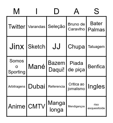 Gonzaal Bingo Card
