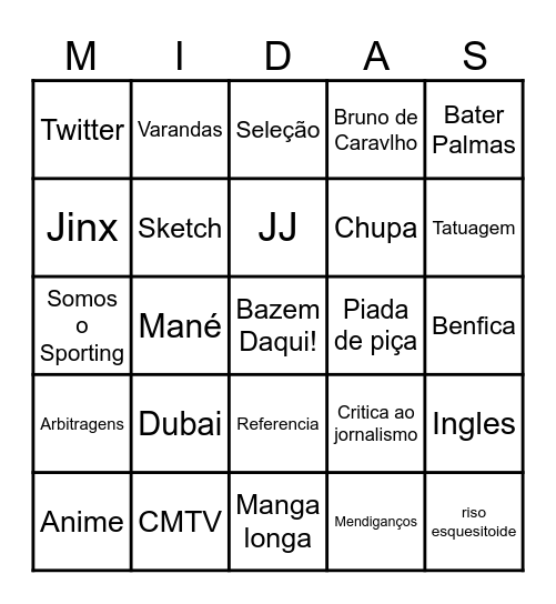 Gonzaal Bingo Card