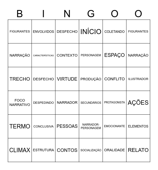 NARRATIVA Bingo Card