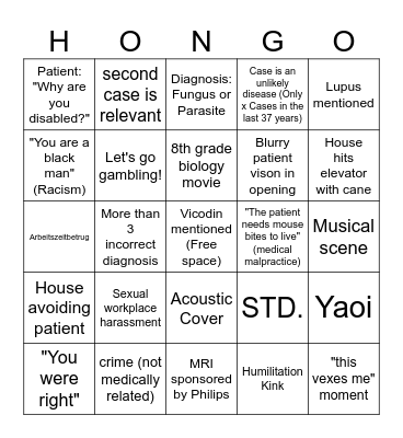 House Bango Bingo Card