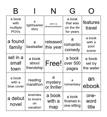 summer reading bingo Card