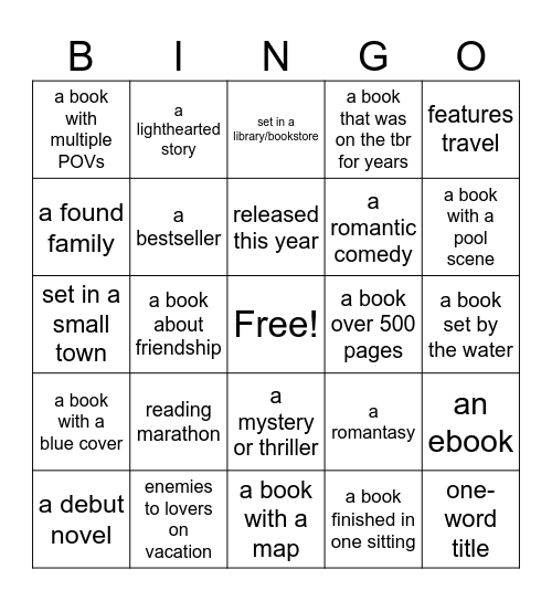 summer reading bingo Card