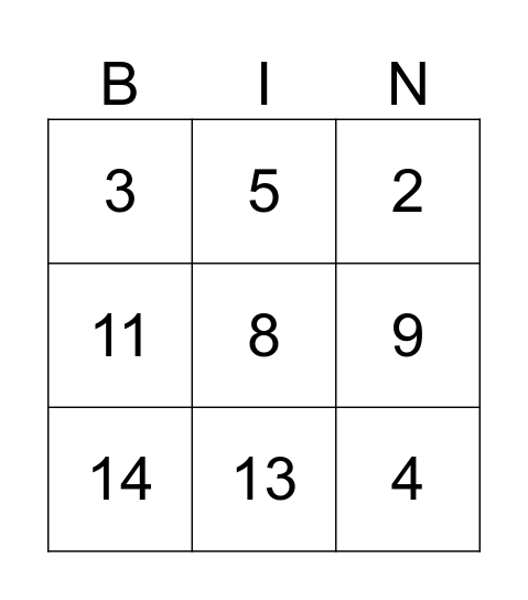 Count Bingo Card