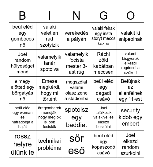 DAC meccs bingo Card