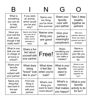 Explorer Buddies Bingo Card