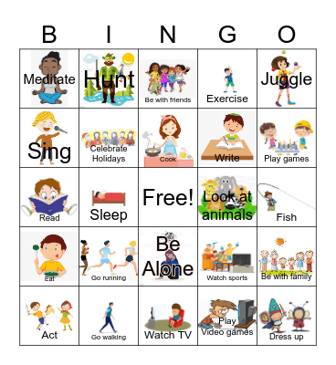 Hobbies Bingo Card