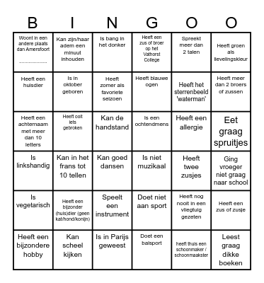 Kennismakingsbingo Card