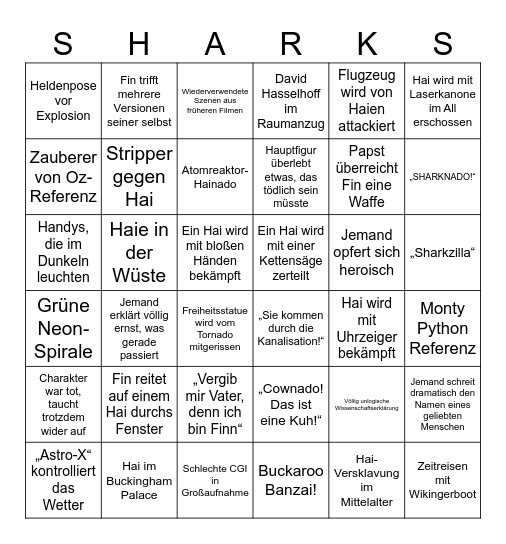 Sharknado Bingo 2025 Bingo Card