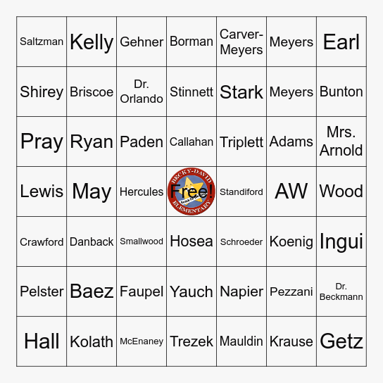 BDE Staff BINGO Card