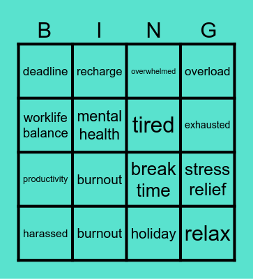 Burnout Bingo Card
