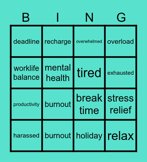 Burnout Bingo Card