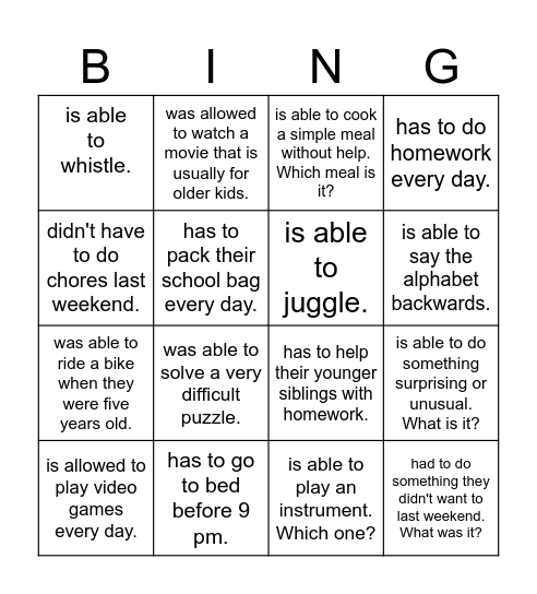 Find someone who.... Bingo Card
