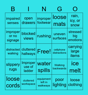 Slips, Trips, and Falls Bingo Card