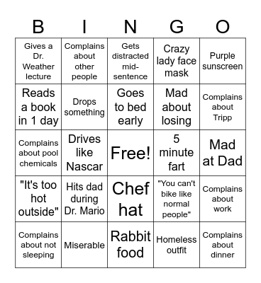 Mom Bingo Card