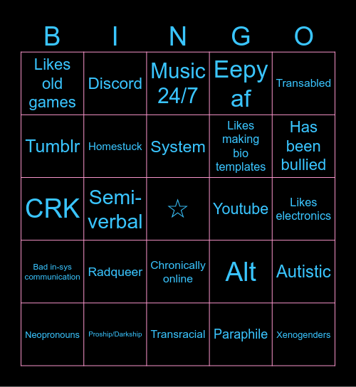 ZENiTH BiNGO !! Bingo Card