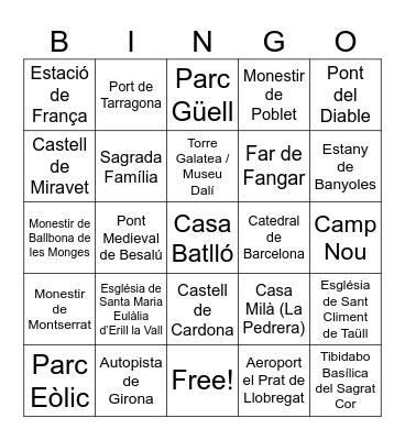 Bingo! Catalunya en Miniatura Bingo Card