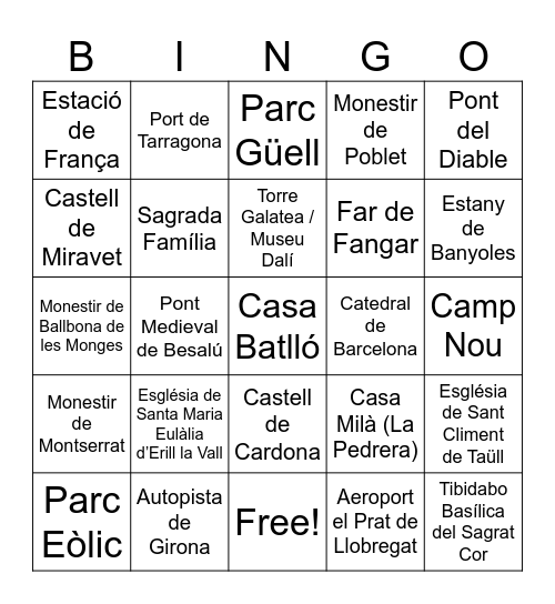 Bingo! Catalunya en Miniatura Bingo Card