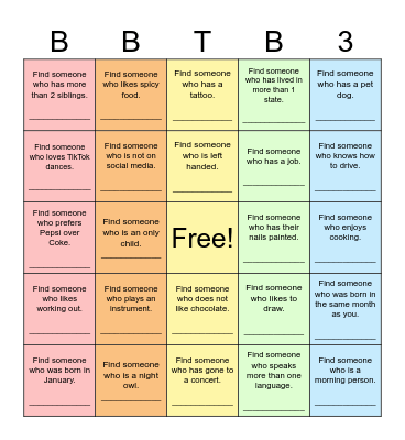 Find Someone Who... Bingo Card