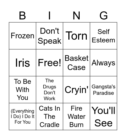 Musikbingo Card