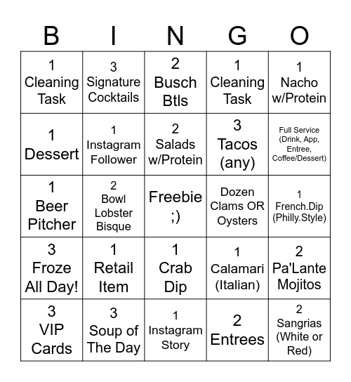 ER Bradley's Bingo Tuesday 7/8/25 Bingo Card