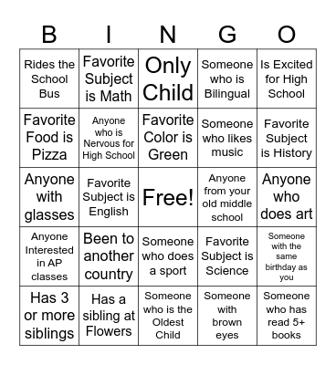 Summer Bridge Bingo Card