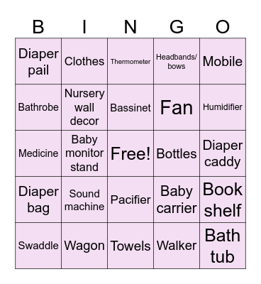 Baby Bingo Card