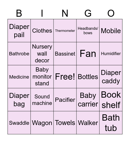 Baby Bingo Card
