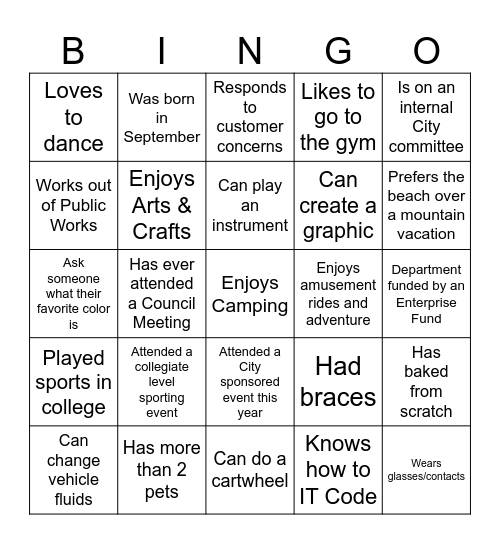 Find Someone Who... Bingo Card