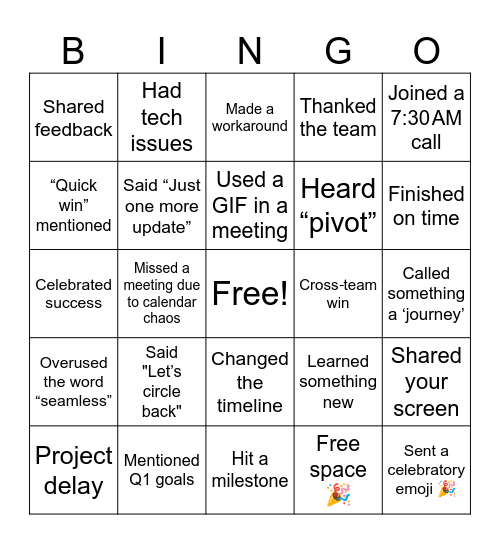 2025 End-of-the-Year Project Bingo Card