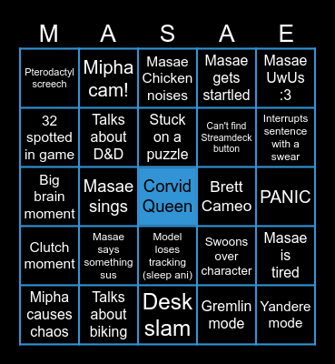 Masae's General Gaming Bingcrow board! Bingo Card