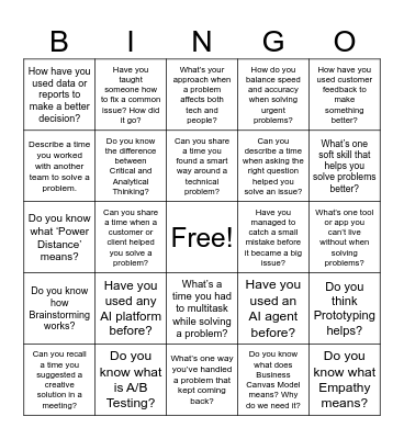 Ice Breaking Activity Bingo Card