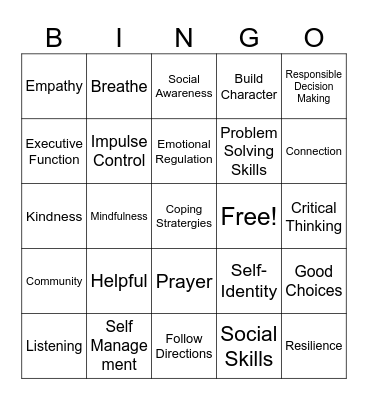 SEL Bingo Card