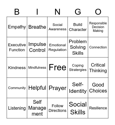 SEL Bingo Card