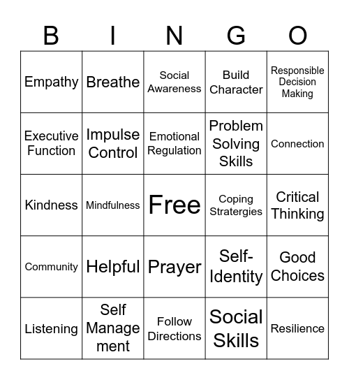 SEL Bingo Card