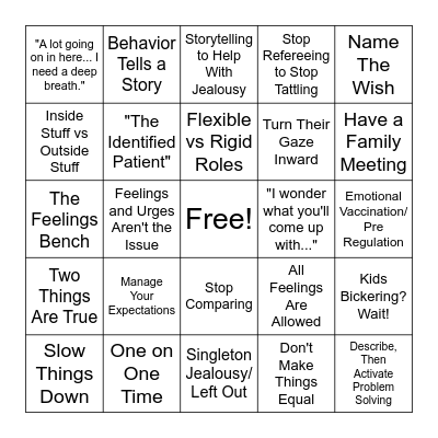 Sibling Workshop Bingo! Bingo Card