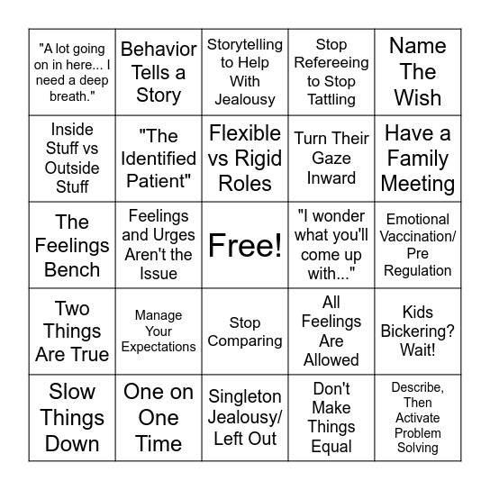 Sibling Workshop Bingo! Bingo Card