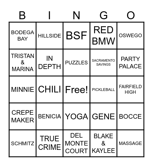 Nan's Birthday Bingo Card