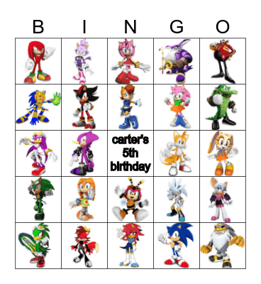 SONIC THE HEDGEHOG Bingo Card