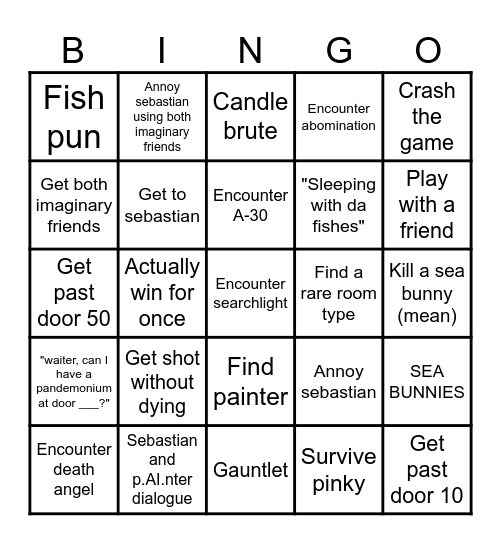 Pressure playthrough Bingo Card