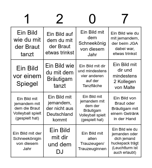 Fredis und Maltes Hochzeitsbingo Card