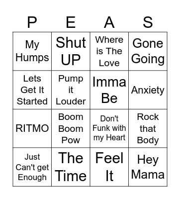 THE BLACK EYED Bingo Card