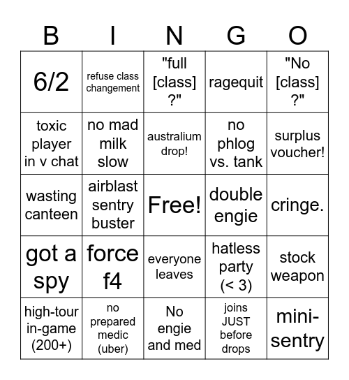 MvM bingo Card