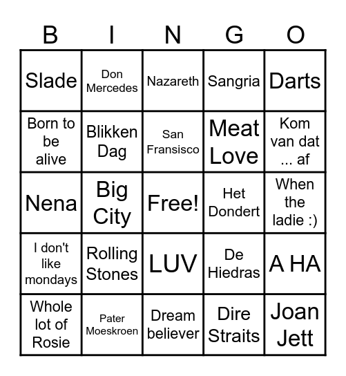 **** DE TOPPERS VAN JOS!!!!!!****** Bingo Card