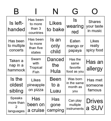Icebreaker Bingo: Find Someone Who Bingo Card