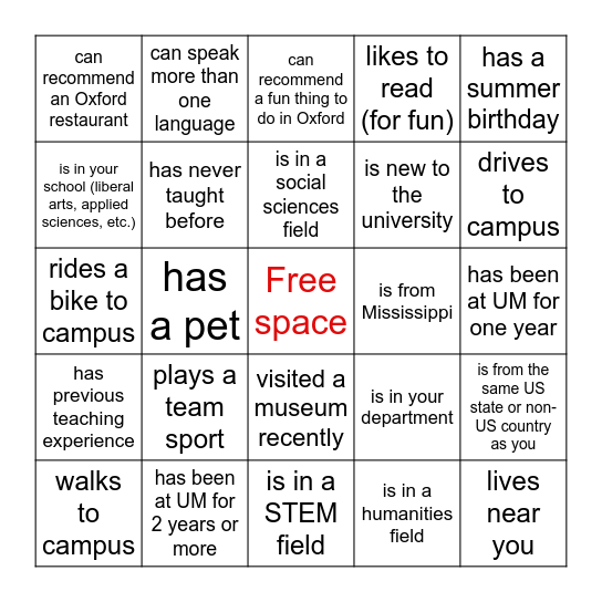 Networking Bingo: Find someone who... Bingo Card