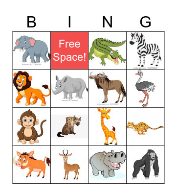African Animals! Bingo Card